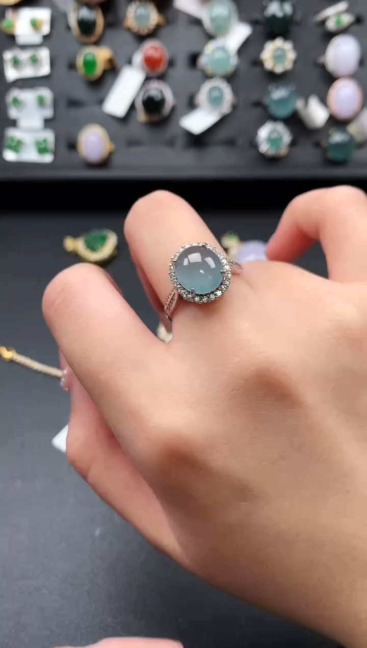 【闪购商品】翡翠戒指银S925镶嵌52141