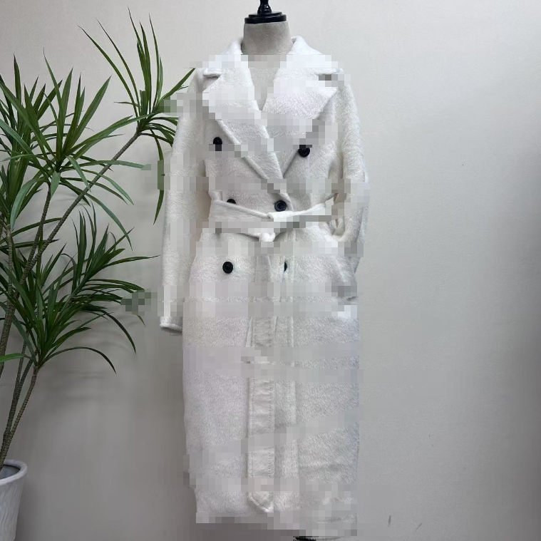 老F爷-孤品韩系奶白色毛毛大衣-23W209