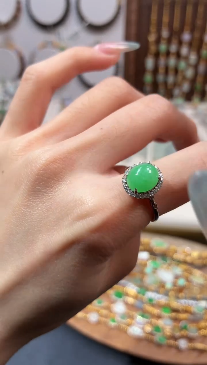 银S925镶嵌戒指翡翠戒指