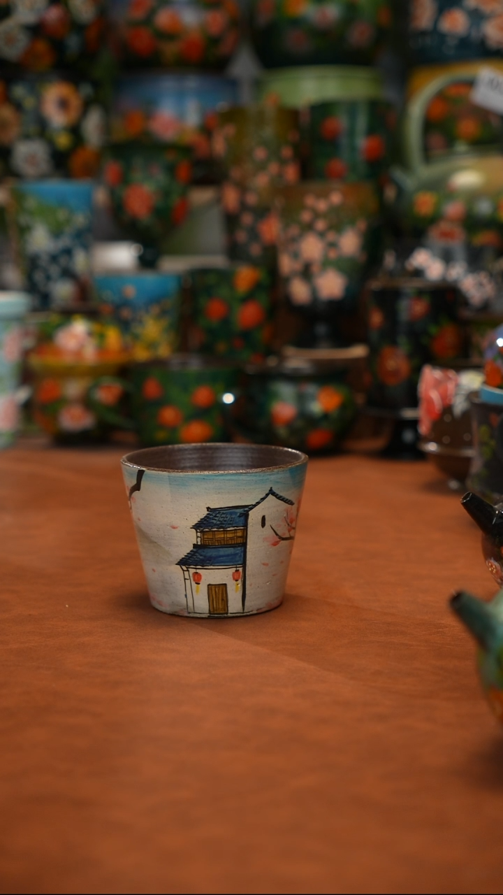 紫砂油画   釉下彩   杯子