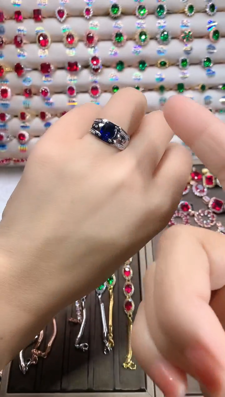 【闪购商品】蓝宝石戒指银S925镶嵌银色