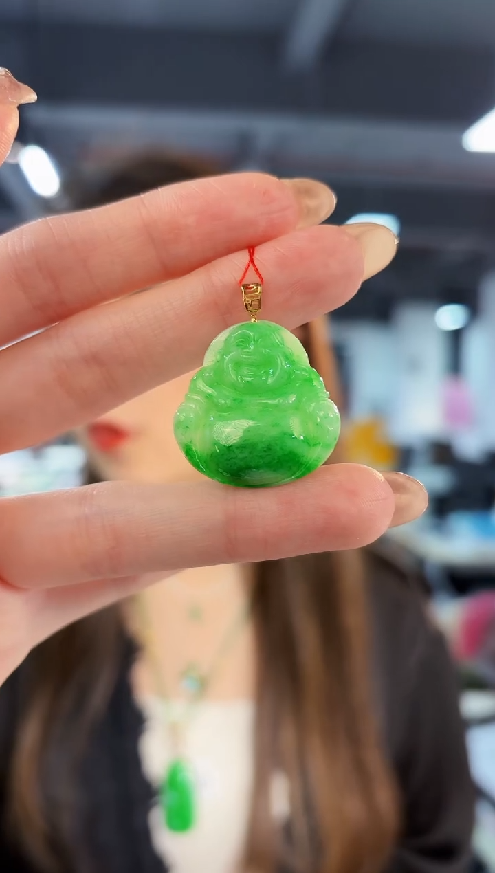 【闪购商品】翡翠颈饰18K金镶嵌 缅料A货/支持复检/一件