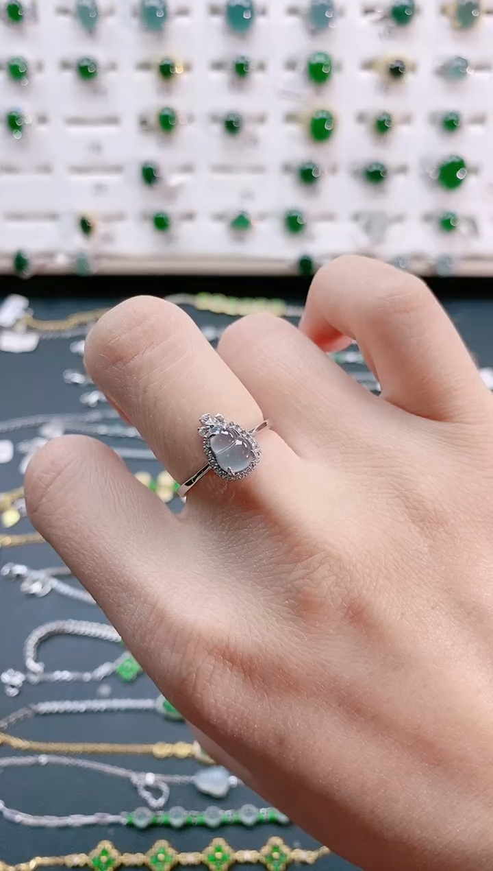 【闪购商品】翡翠戒指银S925镶嵌天然翡翠