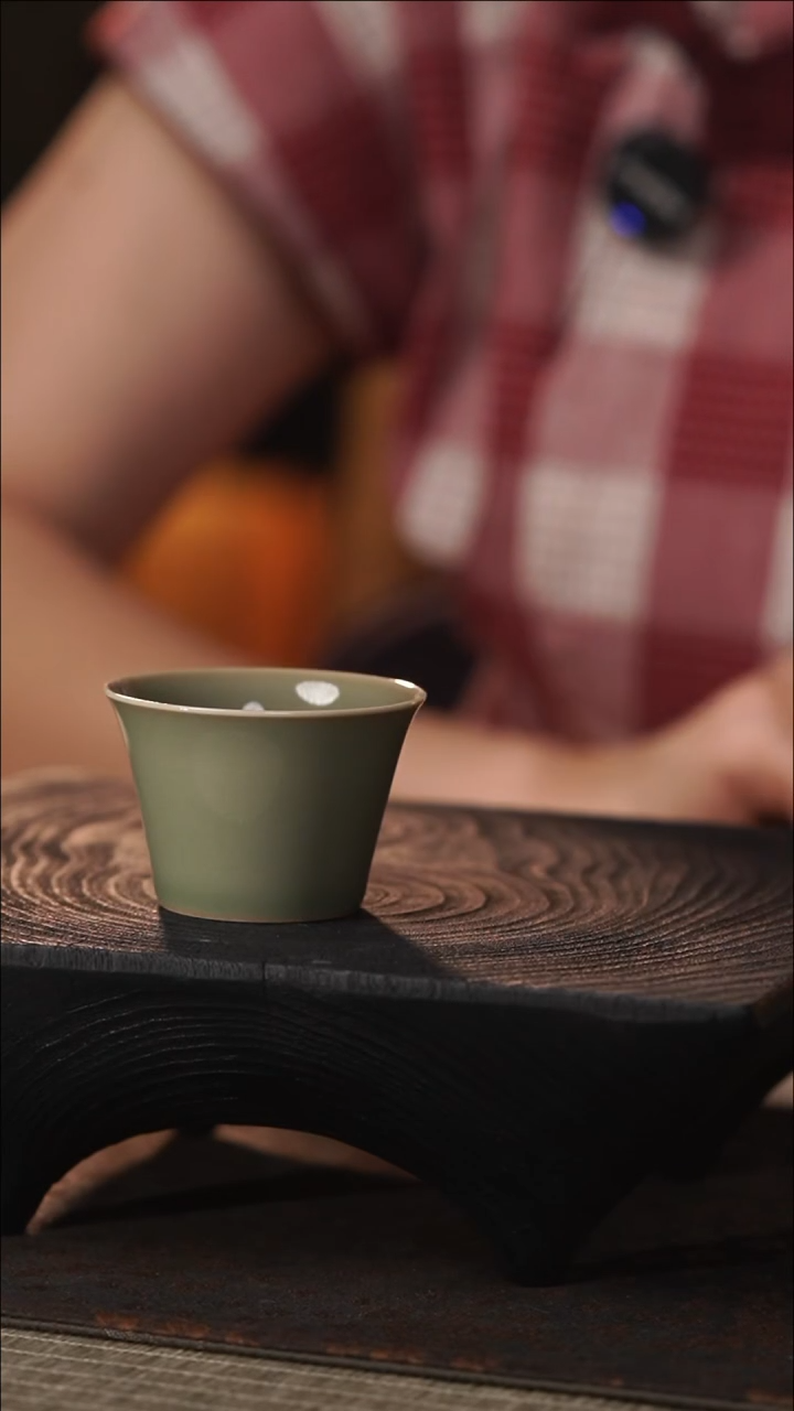 善见堂越窑青瓷王印老师小杯二级品马蹄杯