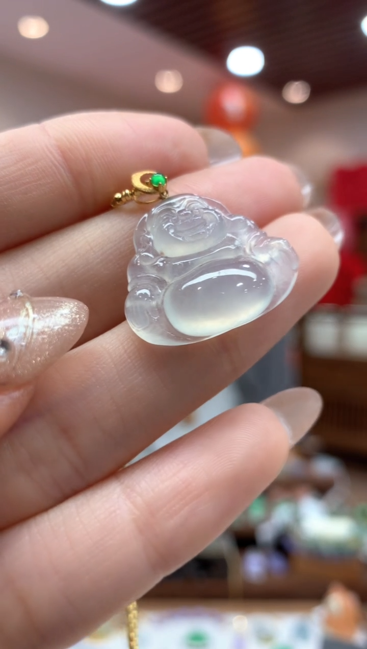【闪购商品】翡翠吊坠(不含链)18K金镶嵌佛公
