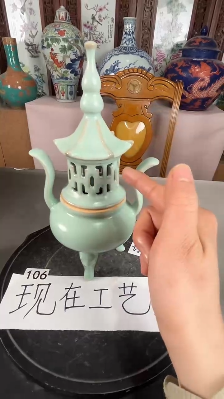 景德镇汝窑熏香炉摆件