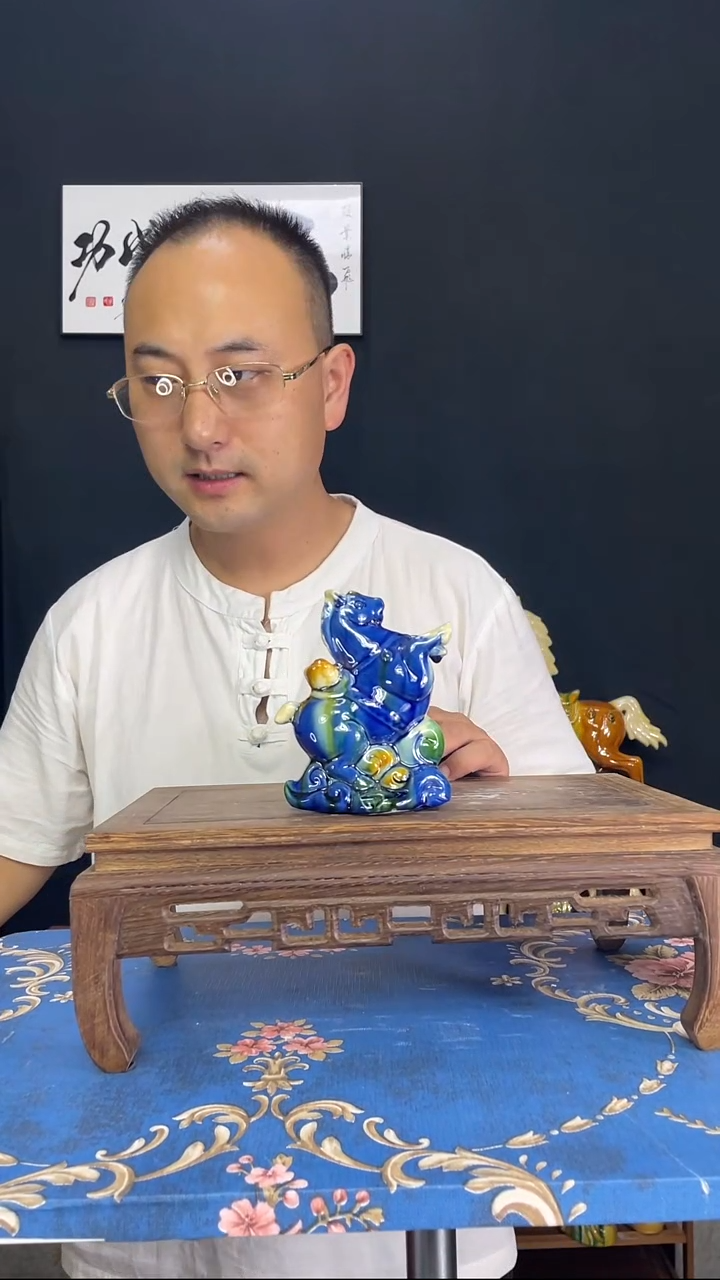 陶瓷小小飞黄腾达/马上有钱H12cm蓝色