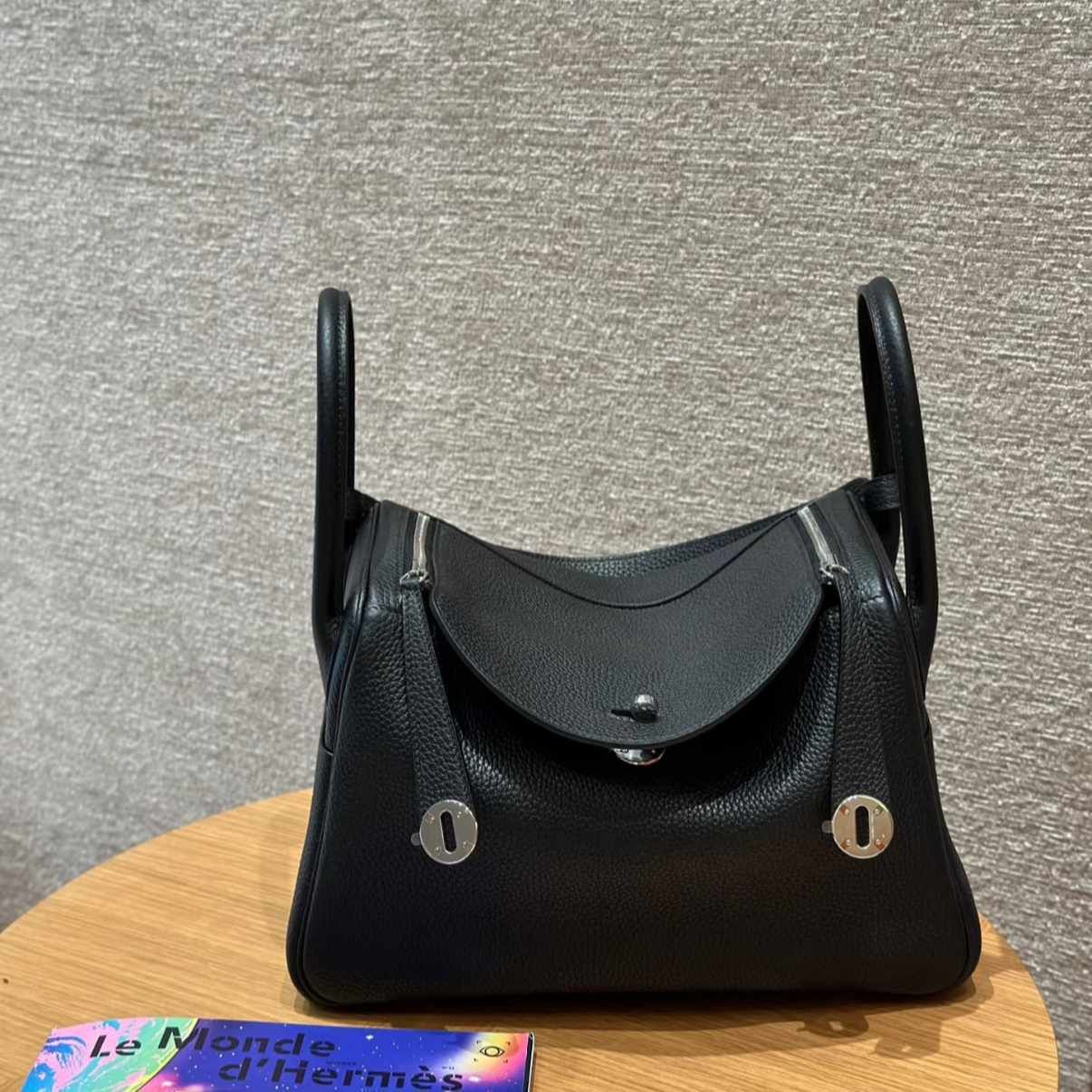 99新 Hermes/爱马仕 【小花念念】Lindy 30 黑色 TC皮 U刻 银扣包