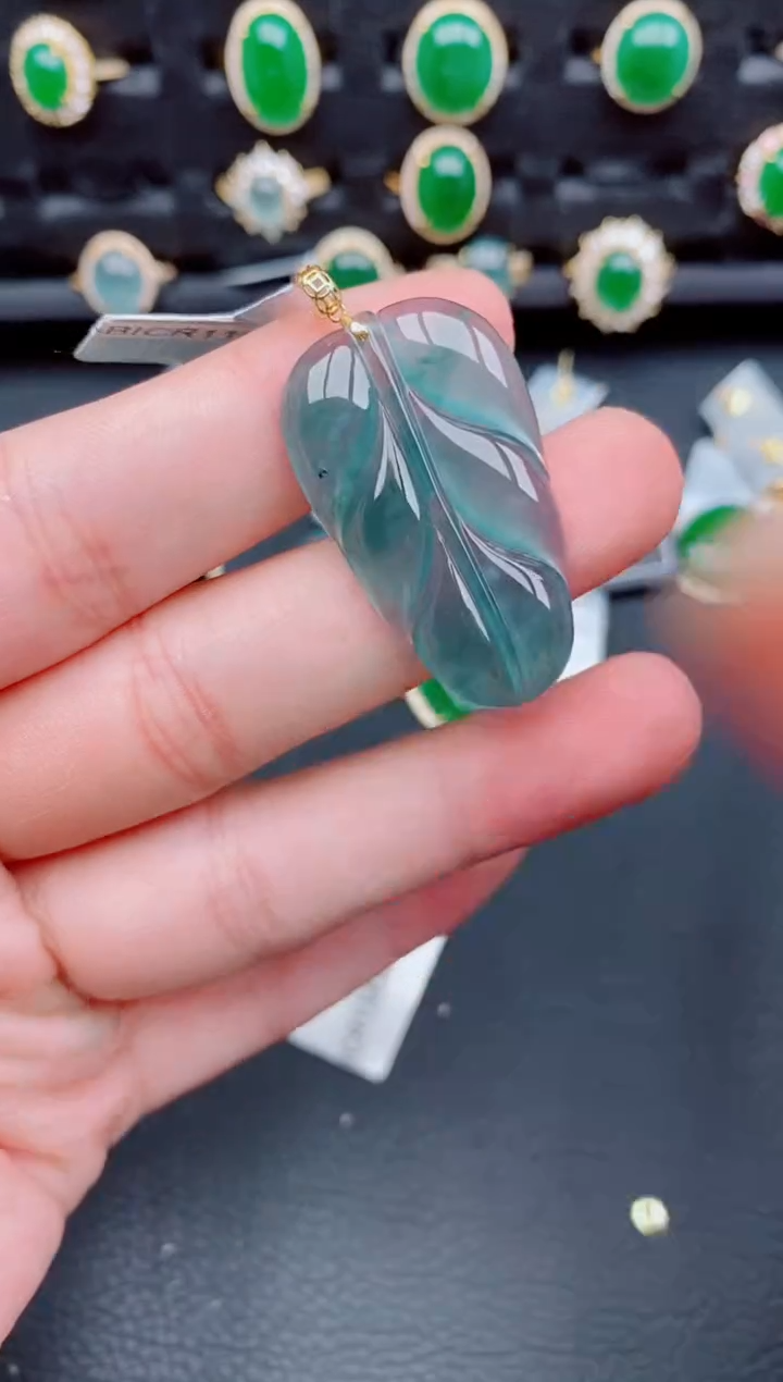 【闪购商品】翡翠颈饰18K金镶嵌天然a货翡翠467