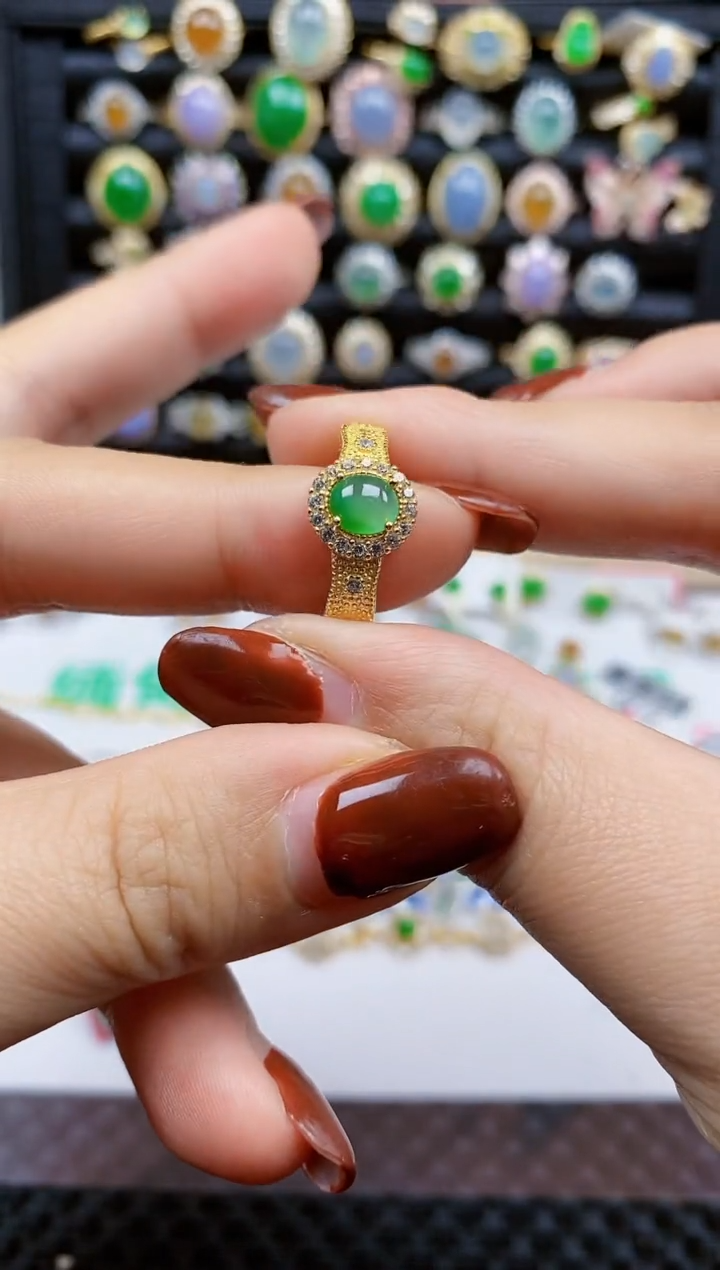 银S925镶嵌戒指翡翠231