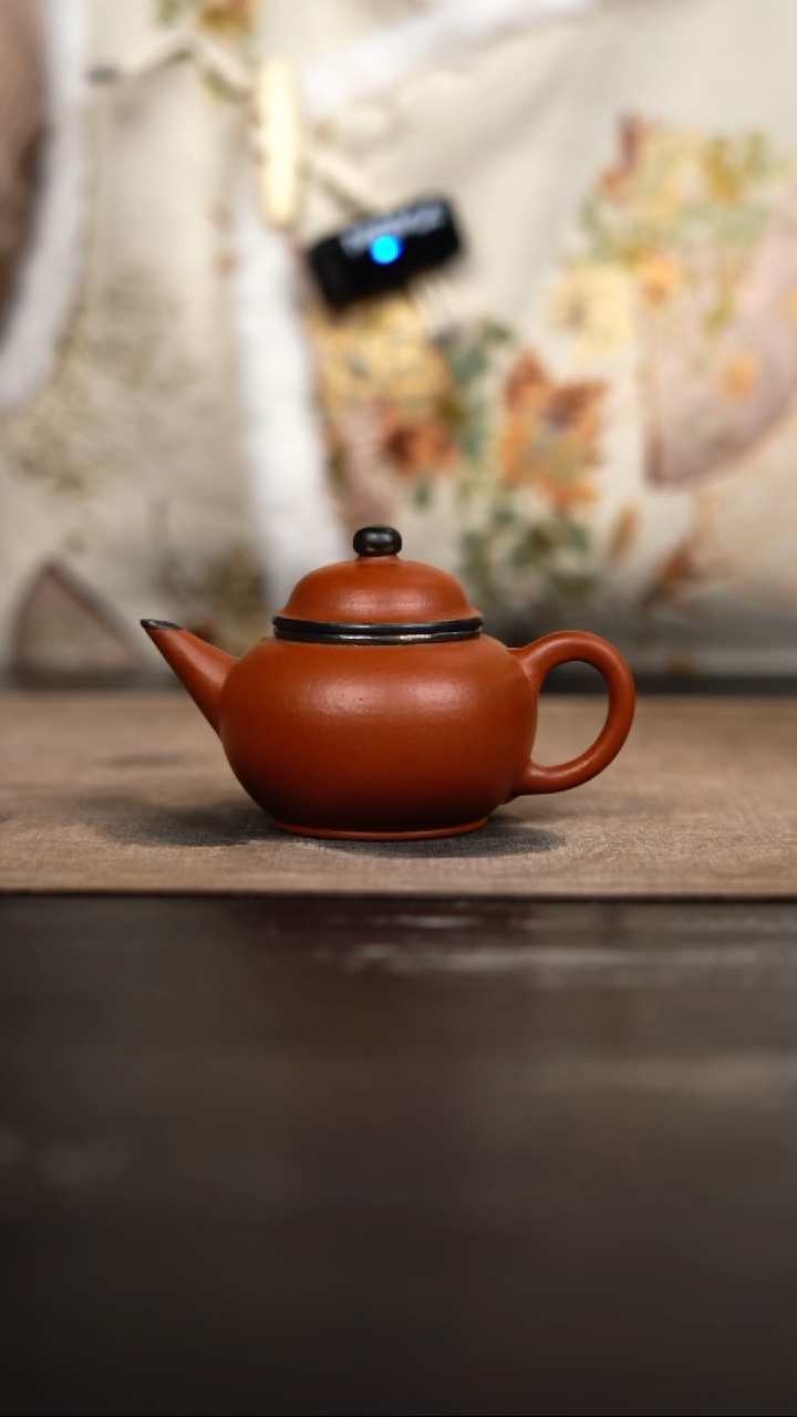 茶壶紫砂老朱泥包铜水平