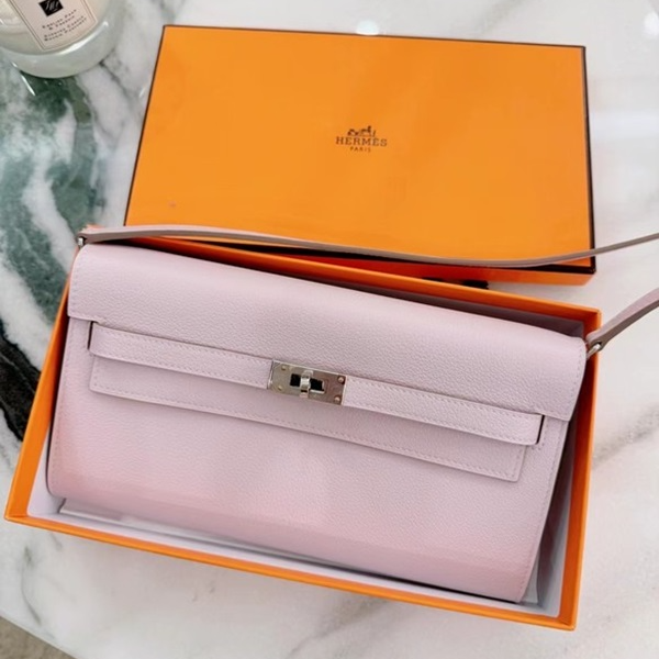 99新 Hermes/爱马仕 小花柳 Kelly Long To Go 梦幻紫 EC皮