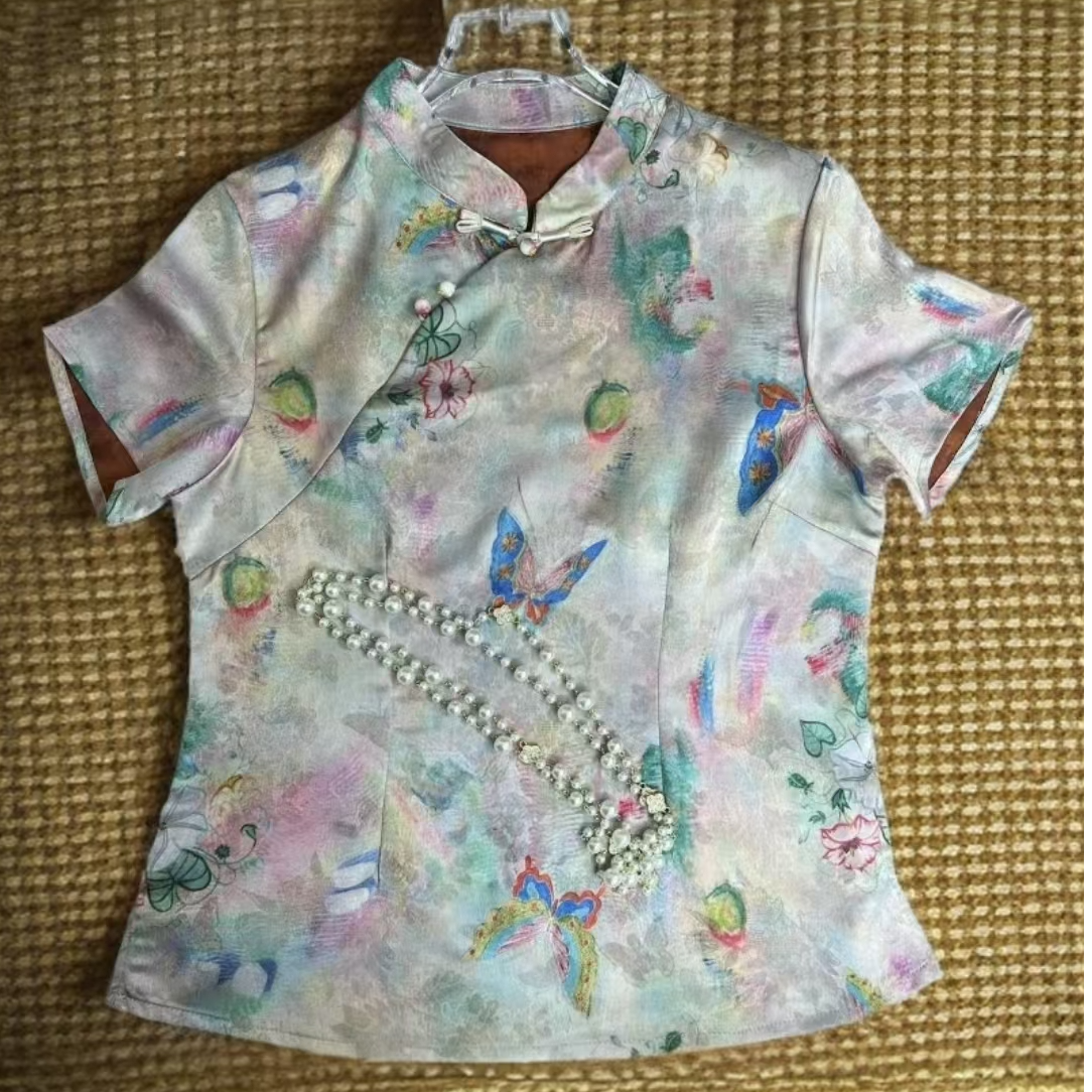 532【彩蝶】新中式夏季国风女装时尚洋气修身显瘦减龄百搭短袖