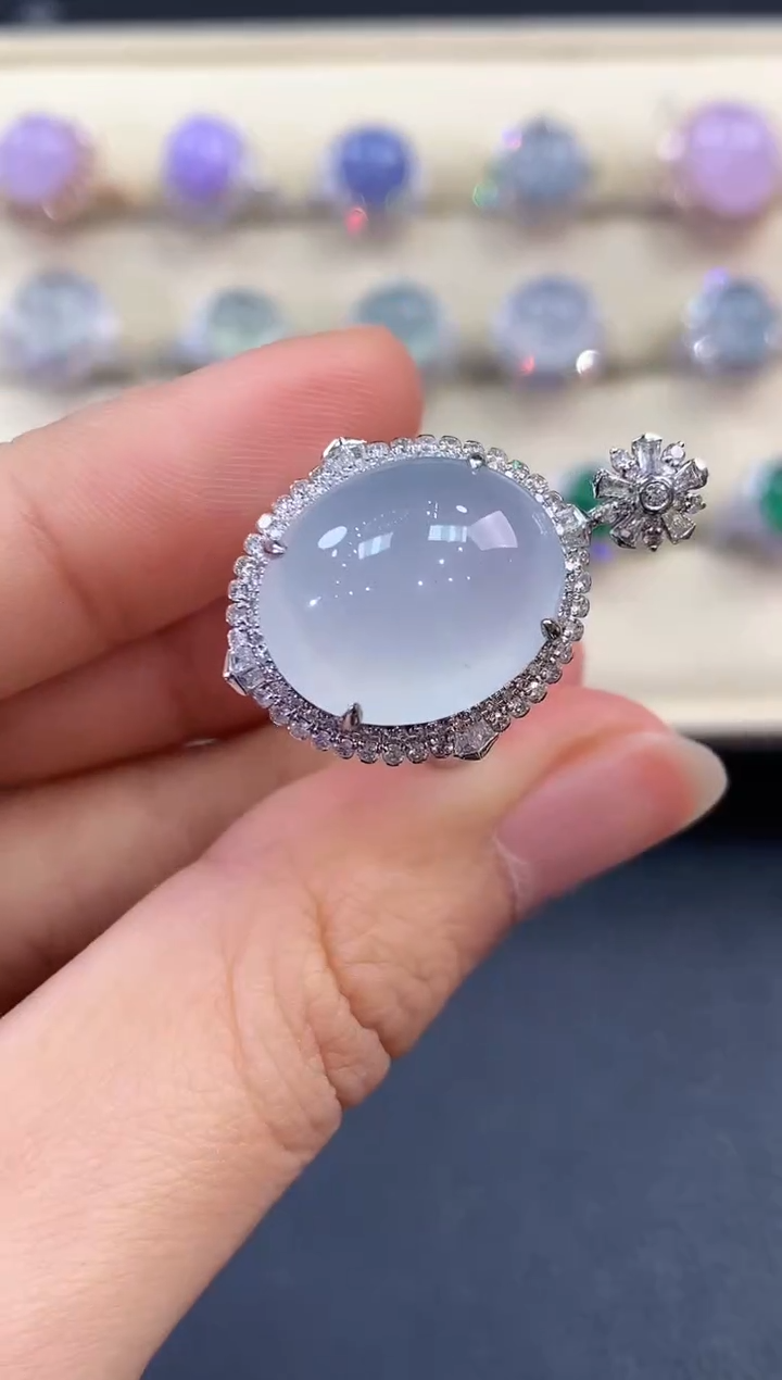 【闪购商品】翡翠戒指18K金镶嵌 B129