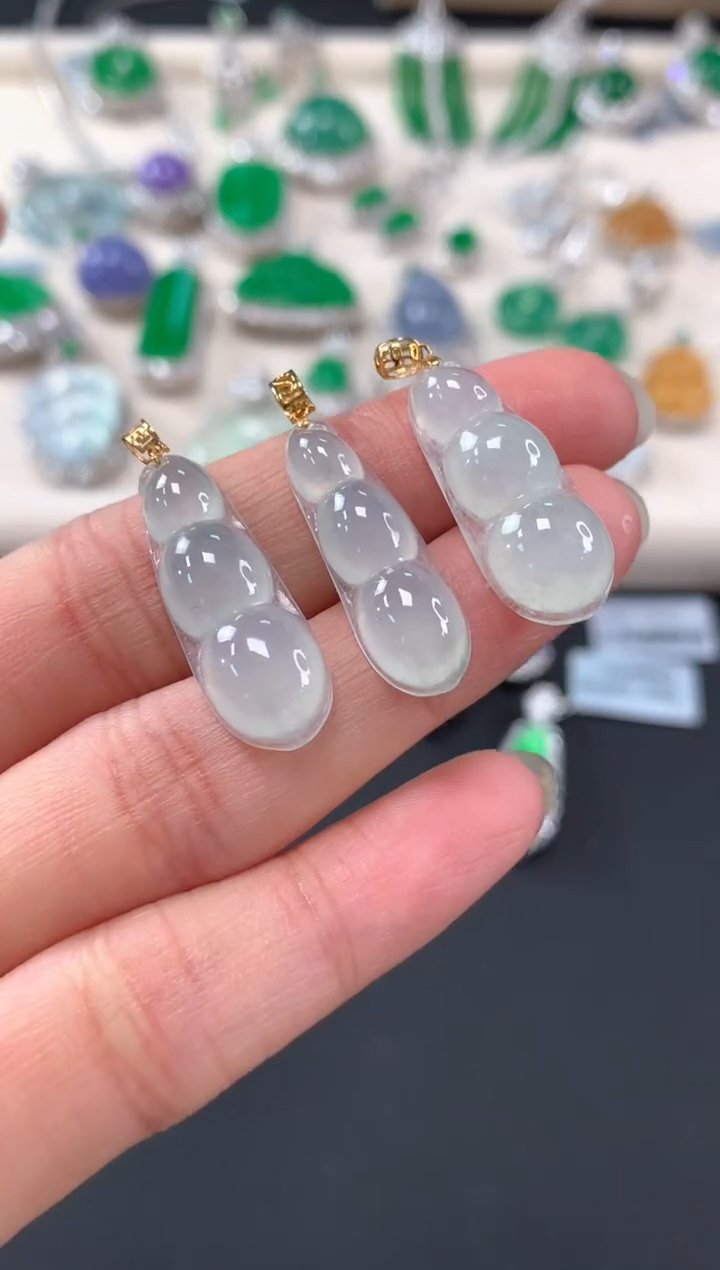 【闪购商品】翡翠吊坠(不含链)18K金镶嵌A409|(多样性发货）拍一发一