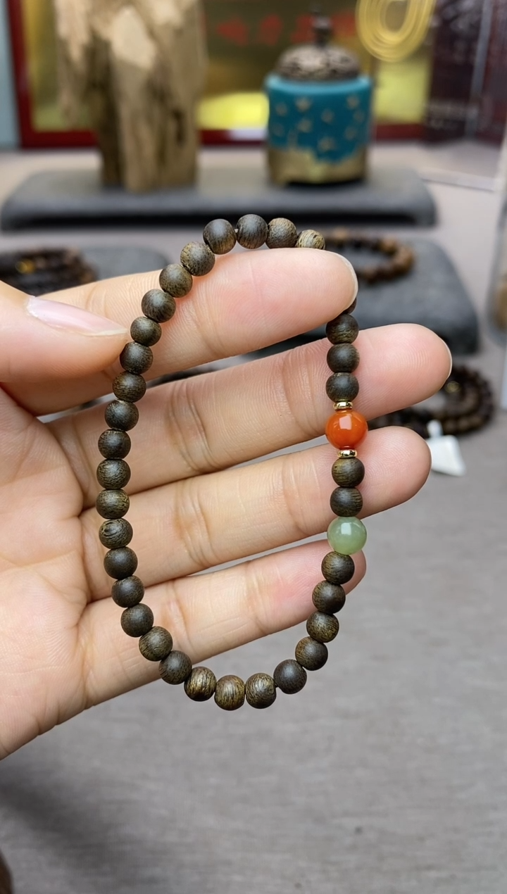 【闪购商品】沉香手串芽庄白棋楠04单圈＋配饰