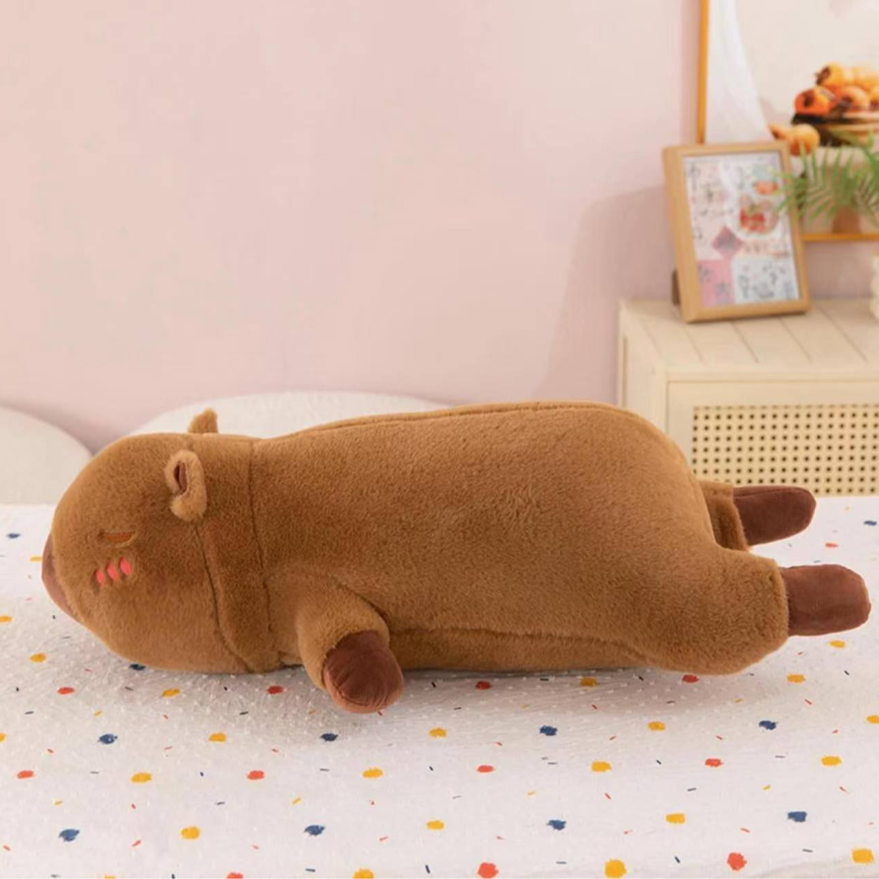 长条卡皮巴拉毛绒玩具抱枕一个60cm手工测量误差3cm左右