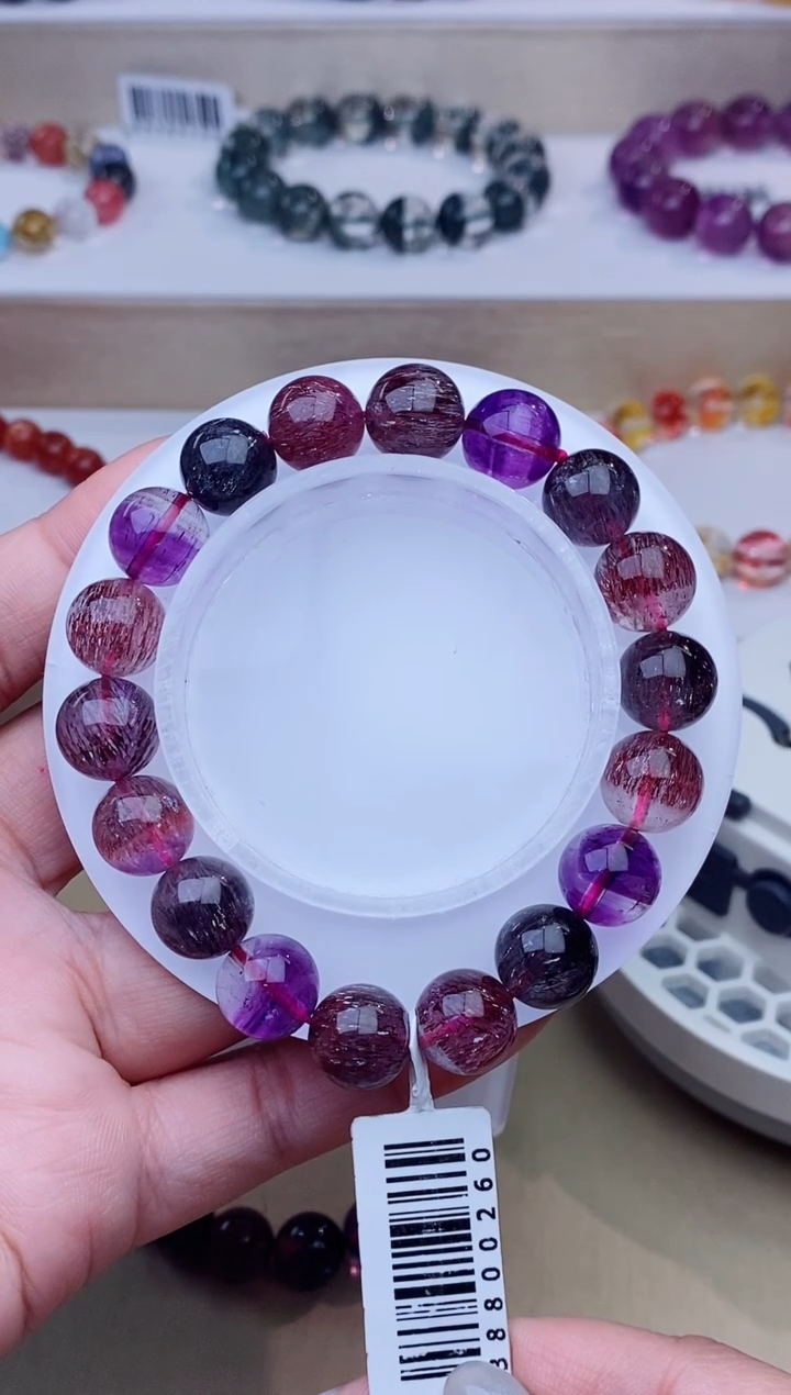 未镶嵌手链水晶黑加仑超七11m+