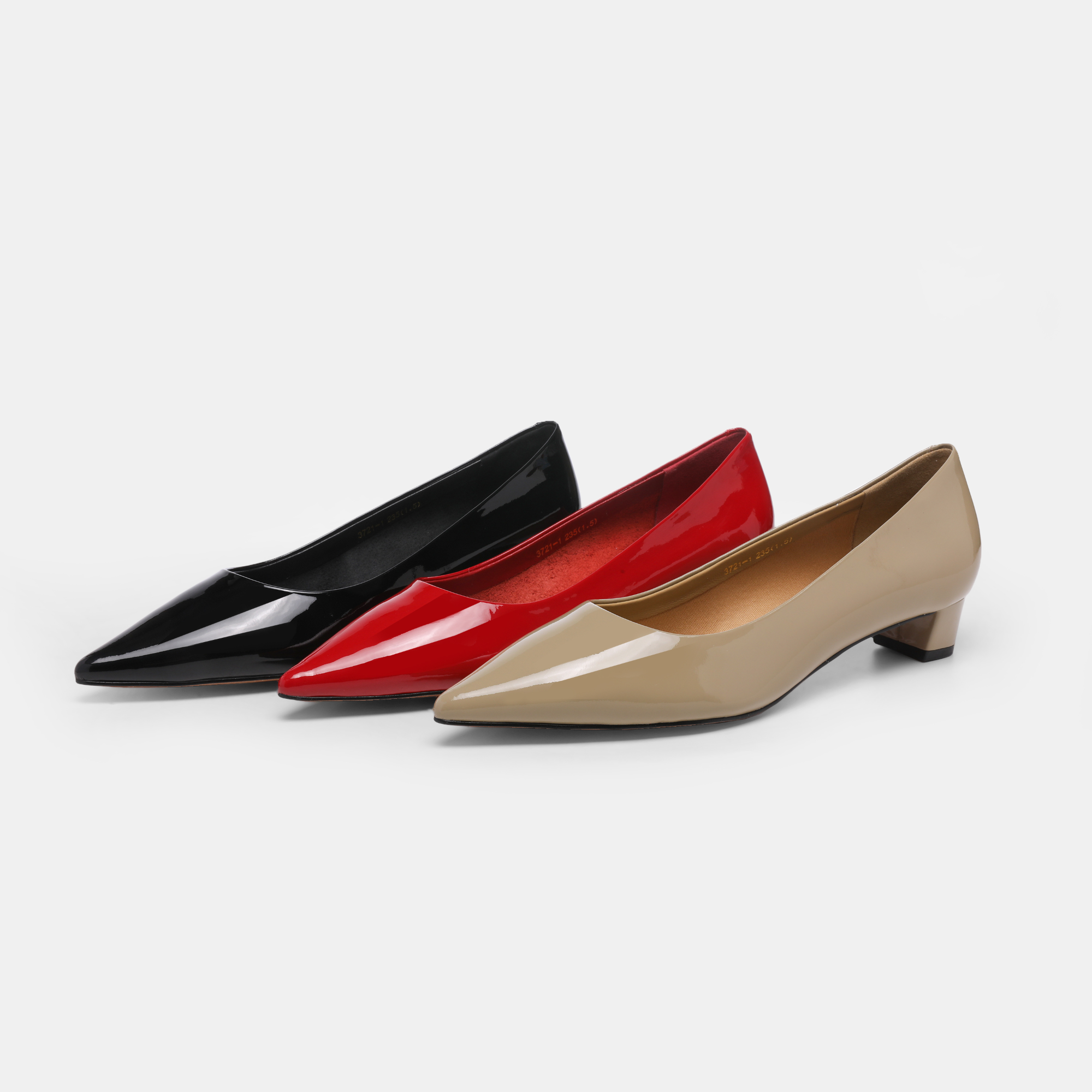 【跟高3CM】25年春季新款浅口秋季单鞋尖头粗跟真皮漆皮单鞋女鞋