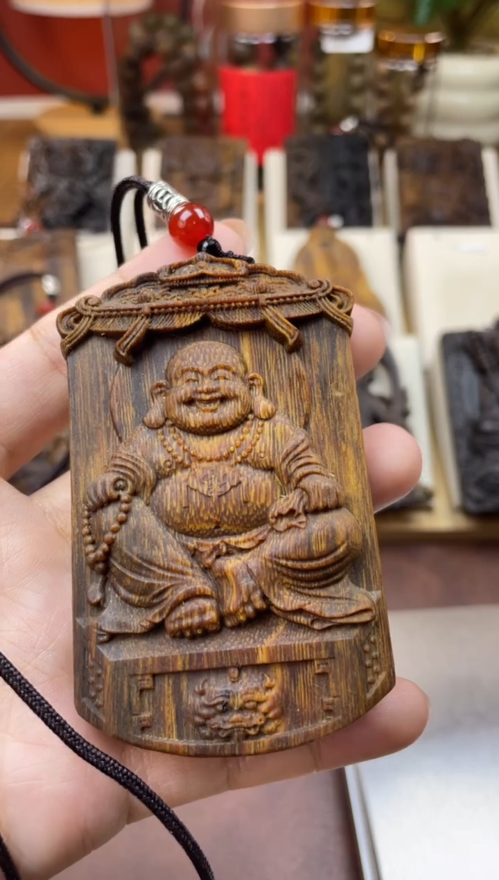 木木雕款芽庄  佛公弥勒  8cm 送养香瓶