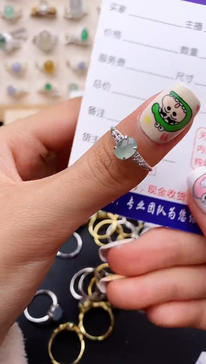【闪购商品】翡翠戒指银S925镶嵌缅甸翡翠