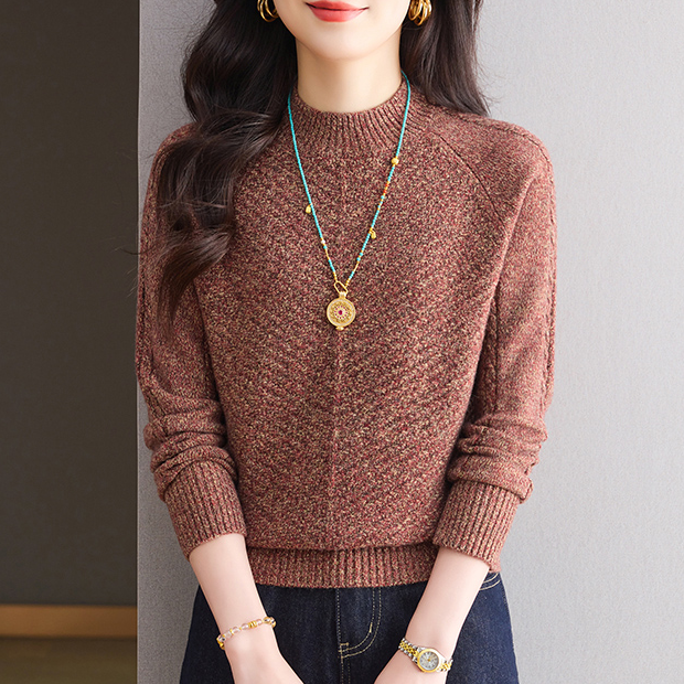 2025秋冬爆款新款时尚洋气百搭打底衫女装内搭毛衣上衣圆领长袖