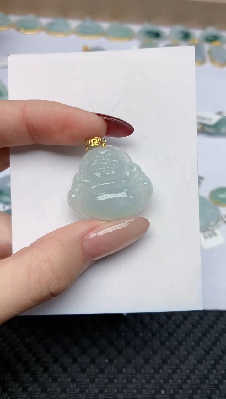 【闪购商品】翡翠颈饰18K金镶嵌天然翡翠a货