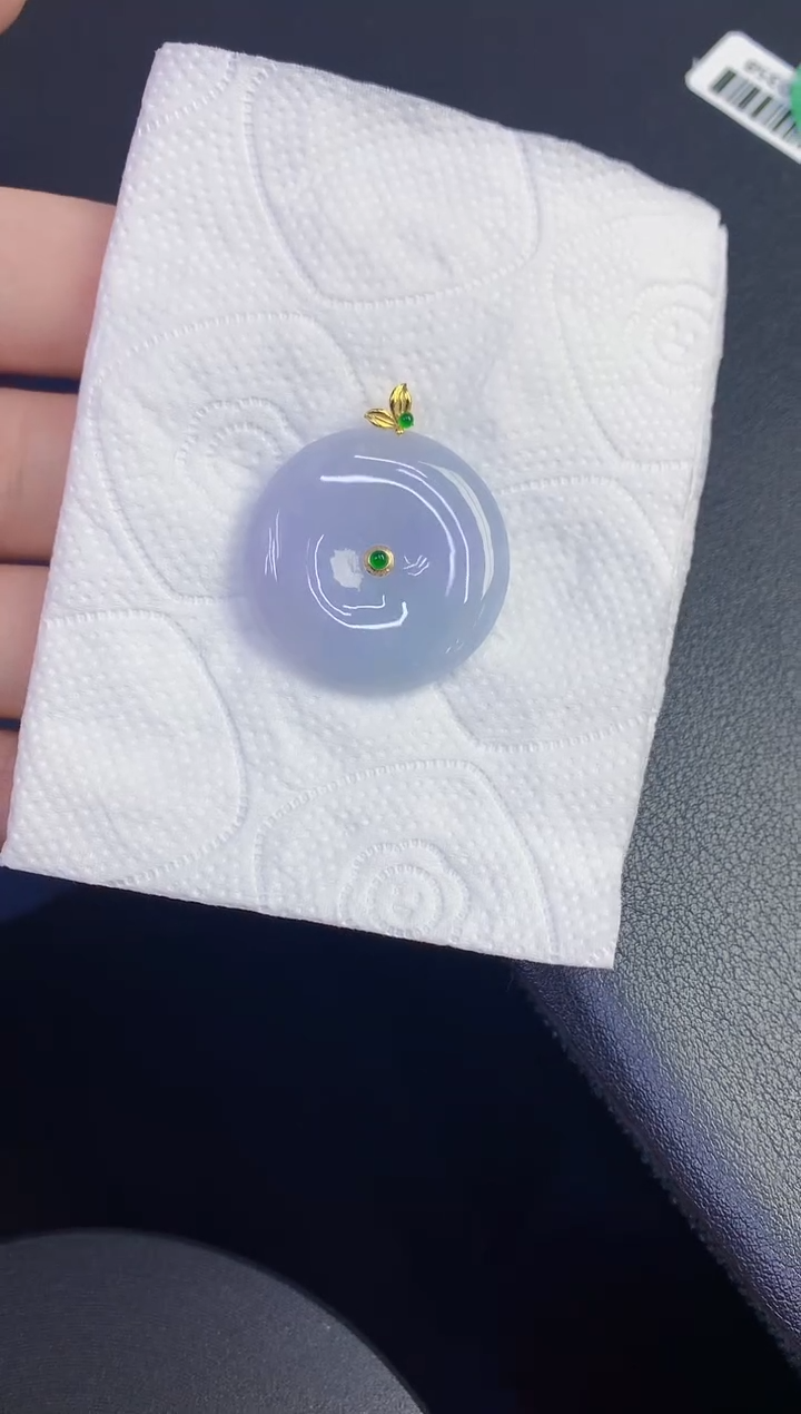 颈饰18K金镶嵌翡翠缅甸天然翡翠A货