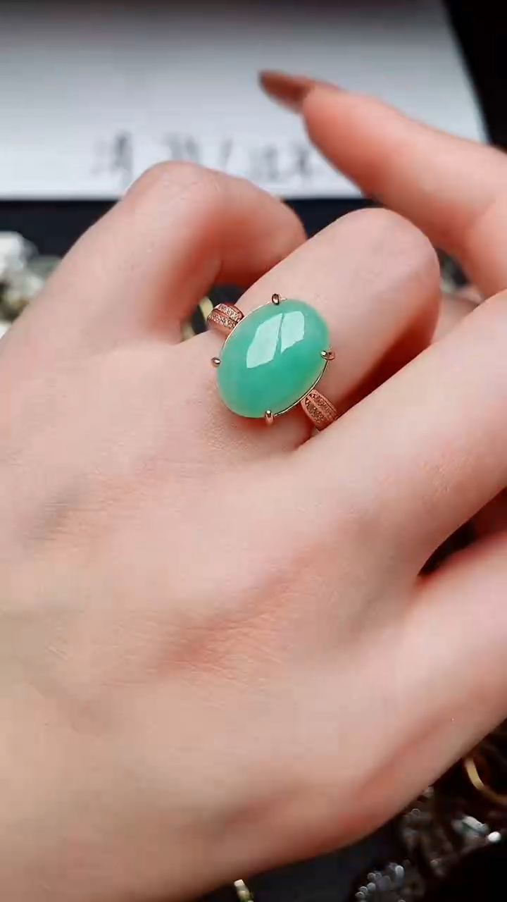 银S925镶嵌戒指翡翠...