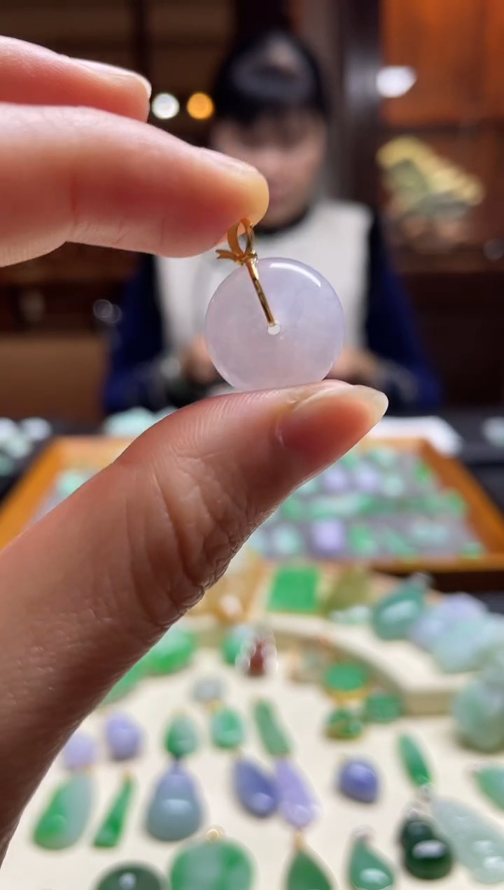 【闪购商品】翡翠颈饰18K金镶嵌平安扣