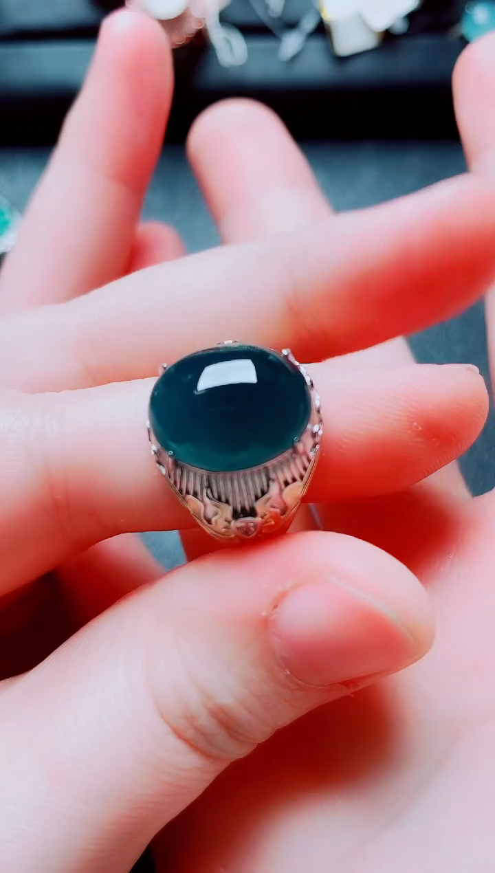 银S925镶嵌戒指翡翠111