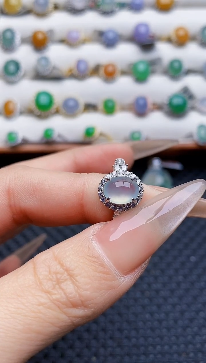 银S925镶嵌戒指翡翠4012