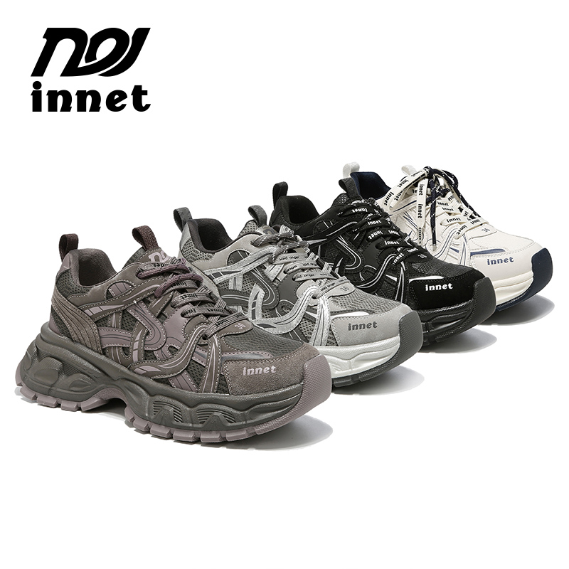 INNET2025秋冬新款时尚复古加绒厚底老爹鞋女1075