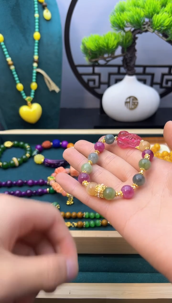 【闪购商品】碧玺手链14K金镶嵌S297            