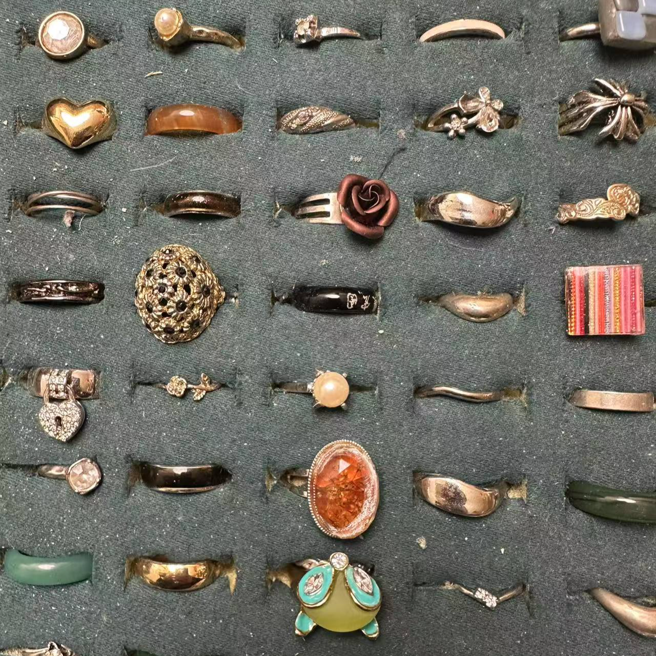 铜合金贝壳戒指 手工 玻璃 复古 欧美百搭中古镶嵌精美时尚