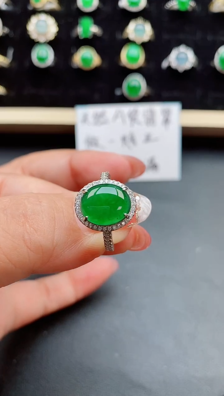 【闪购商品】翡翠戒指银S925镶嵌8000