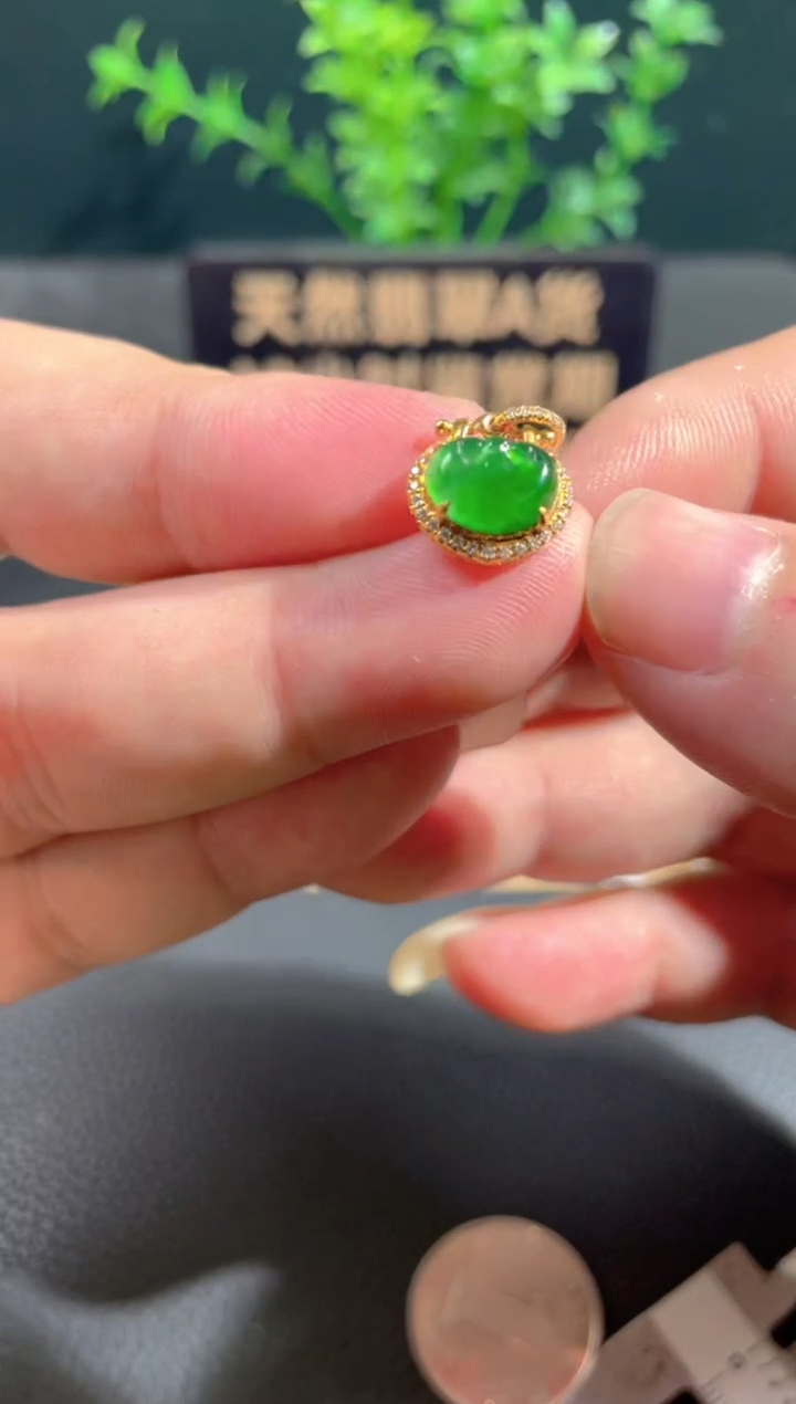 翡翠18K金镶嵌颈饰翡翠