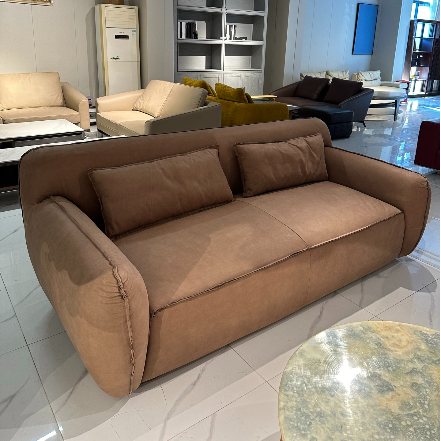 【包邮】奢铂系列099全牛皮苯胺皮三人位沙发2400*1170*830H