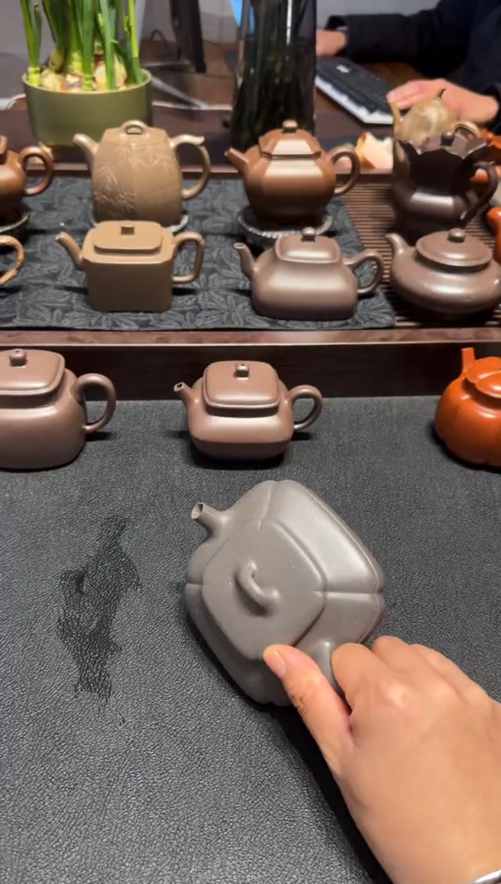 【闪购商品】紫砂茶壶四方抽角 天青