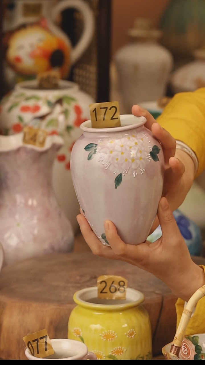 陶瓷景德镇设计师手作花器摆件侘寂风@M172@
