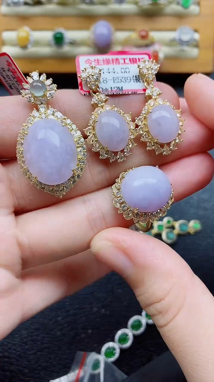 银S925镶嵌戒指翡翠1