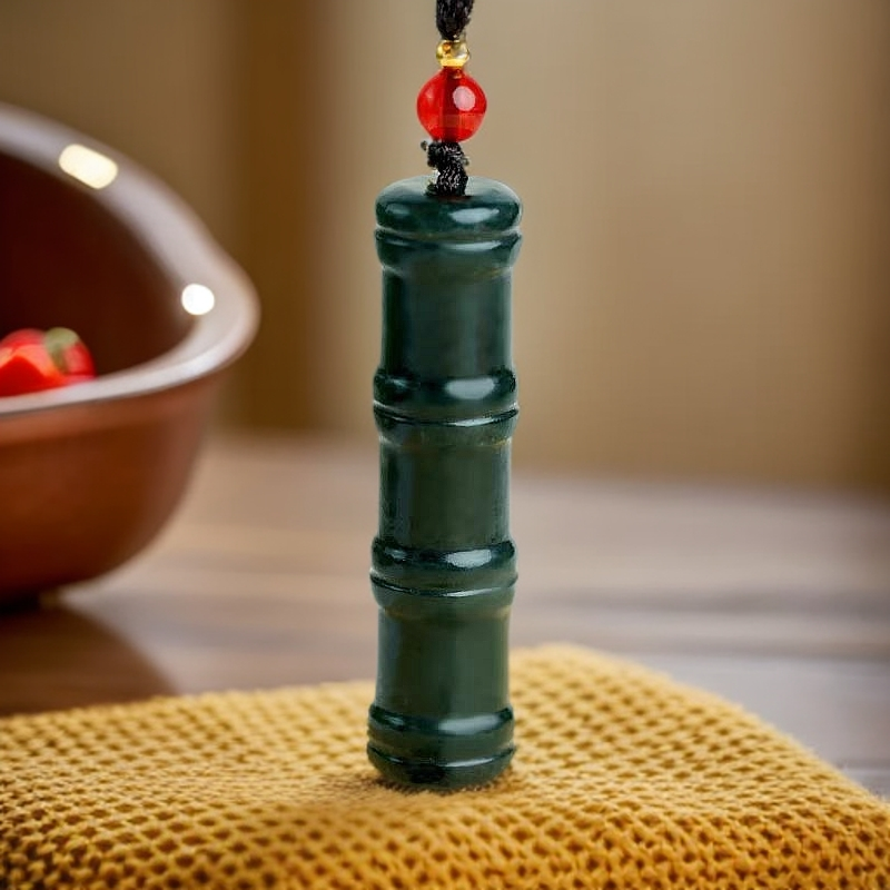 【李刚福利抖音质检】正品纯天然和田玉多样性发一竹报平安吊坠