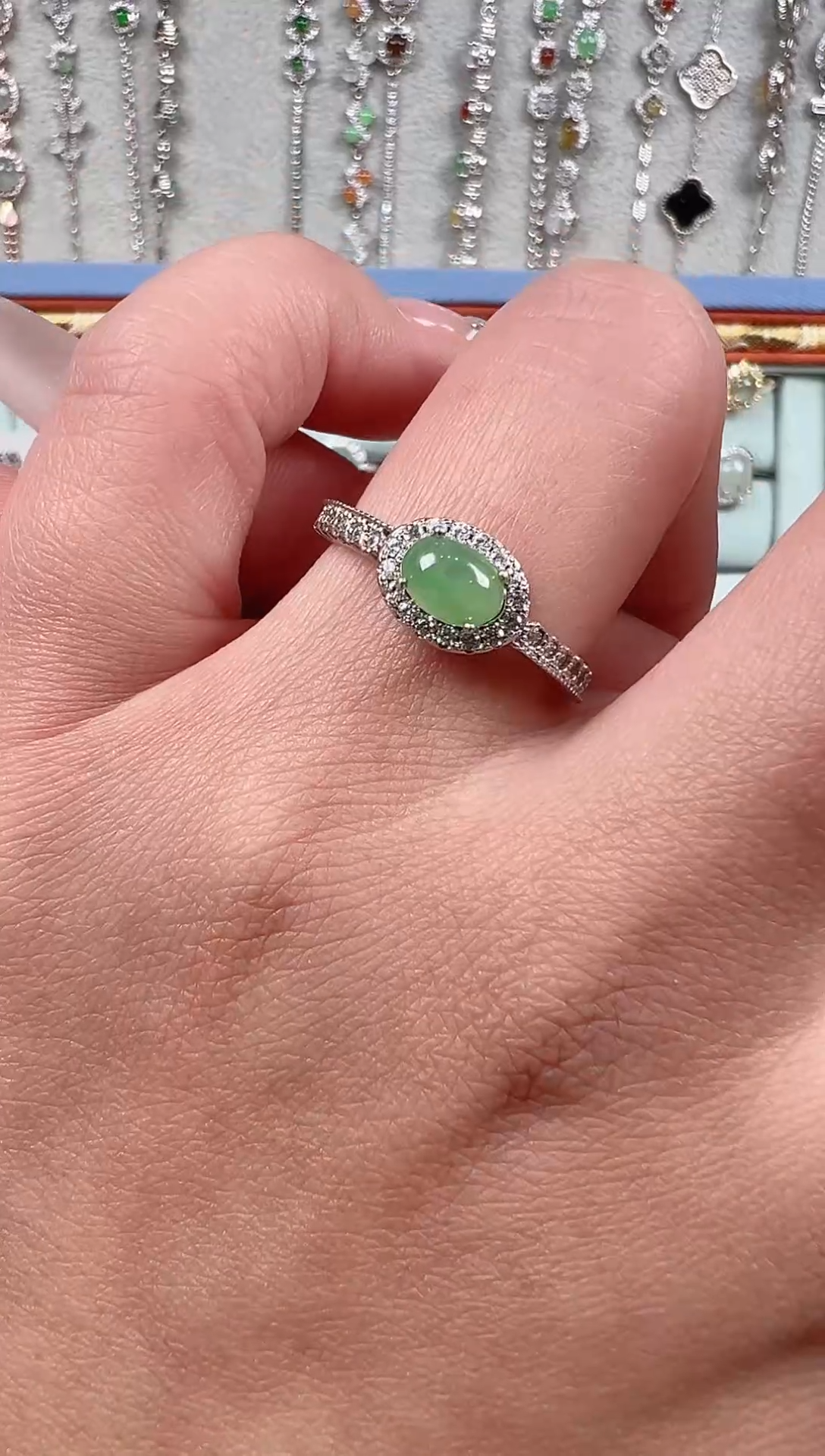 【闪购商品】翡翠戒指银S925镶嵌天然缅料保a保真保天然