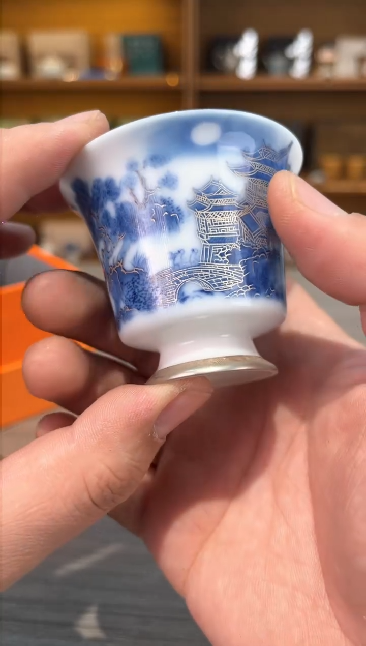 【闪购商品】银丝亭子高足冰种杯茶具