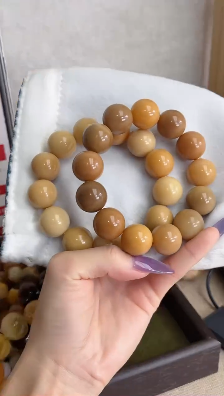 菩提根/象牙果手串w36干磨苹果18mm手串落地果随机