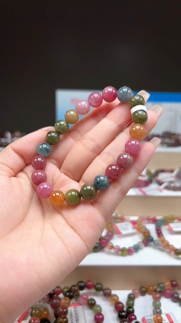 【闪购商品】碧玺手串未镶嵌9.3mm明亮色高阶油画体单圈手串