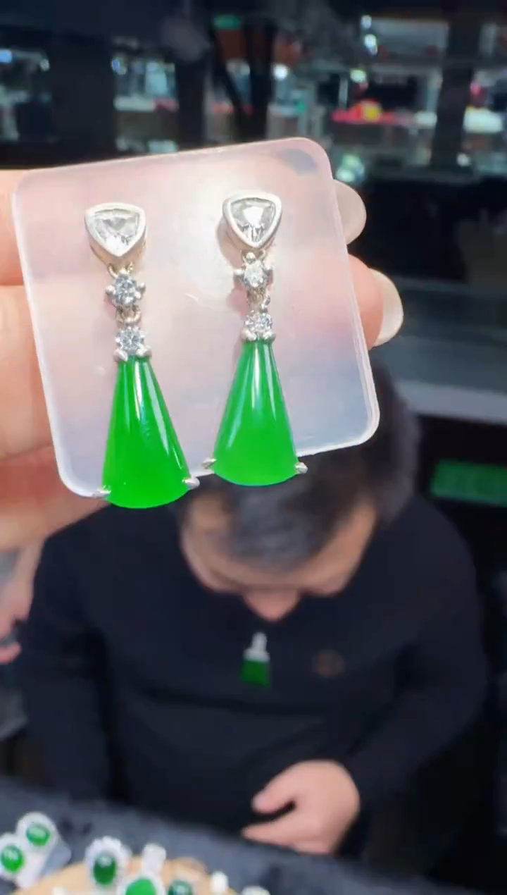 未镶嵌定制翡翠翡翠耳环58