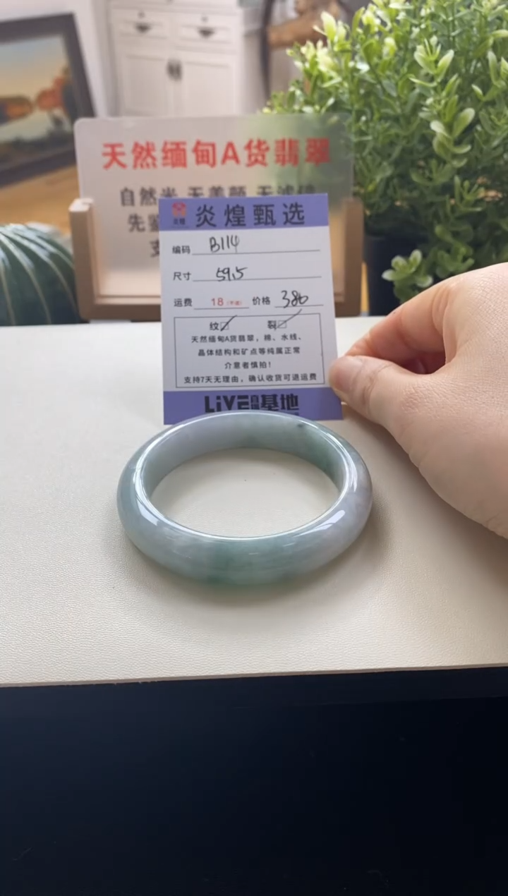 未镶嵌手镯翡翠圈口59.5编码b114