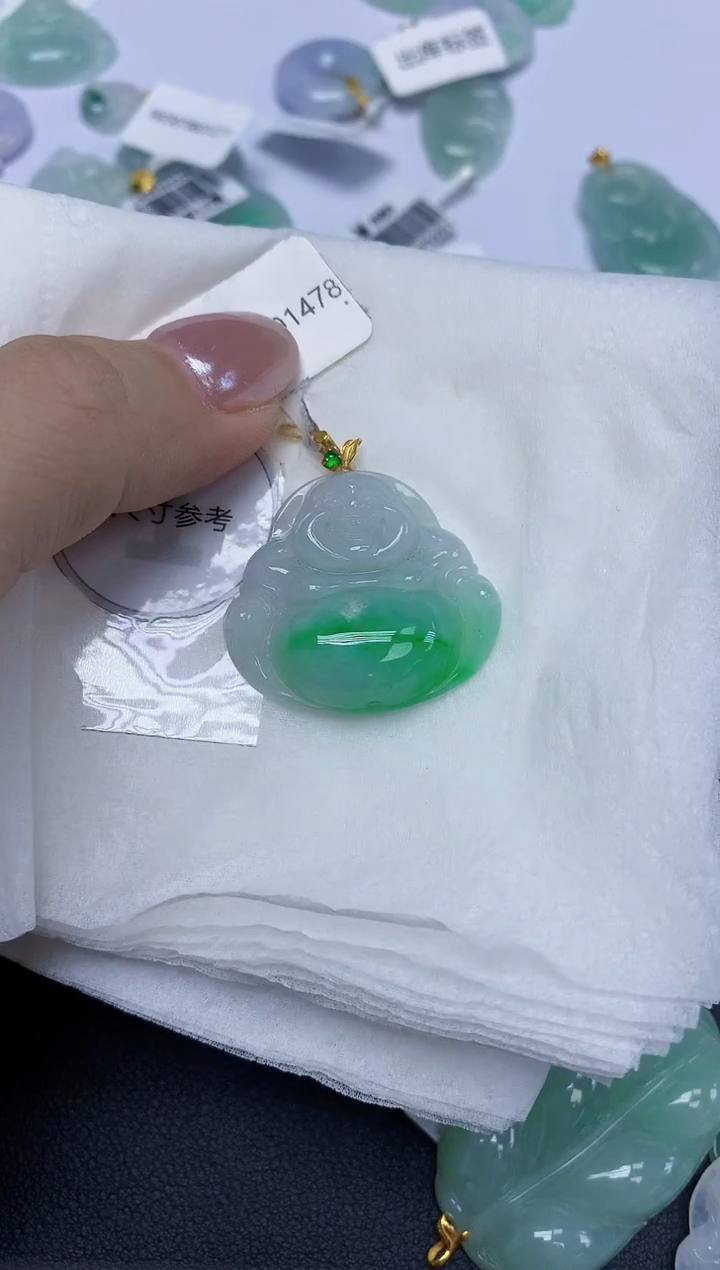 翡翠18K金镶嵌颈饰天然缅甸翡翠A货百元以上9元证书费自理