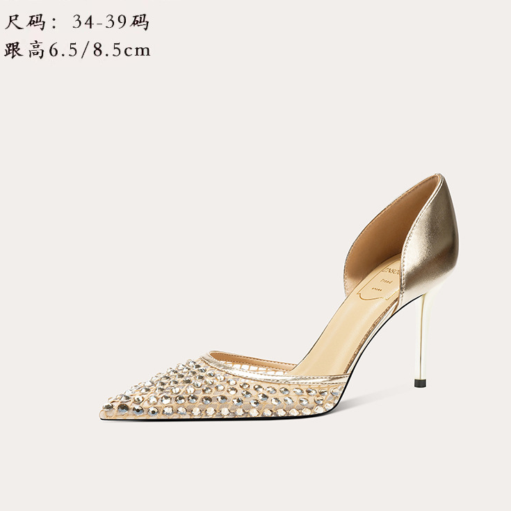 法式绝美水钻性感包头凉鞋女款夏季外穿2025新款气质高跟鞋